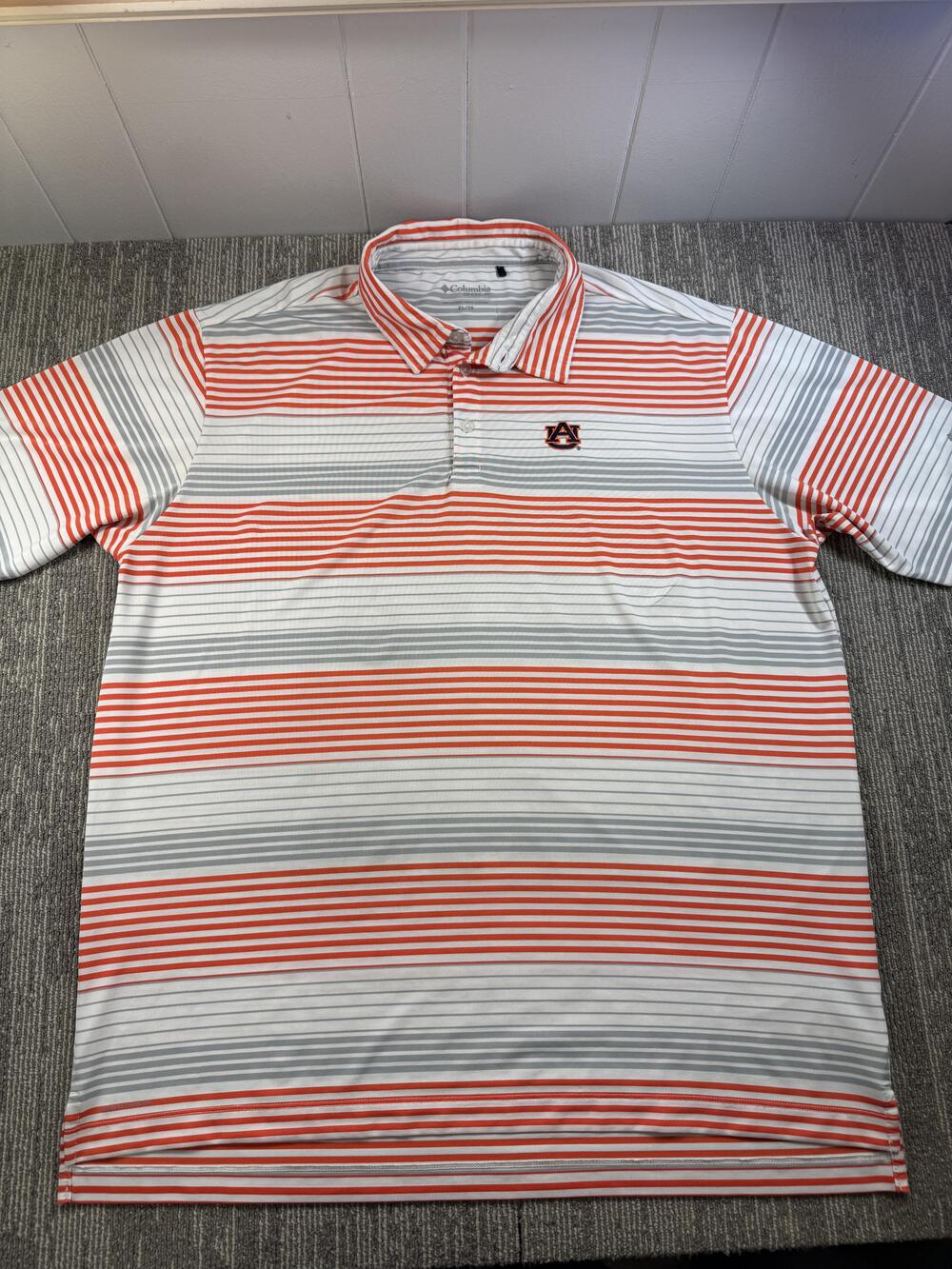 Auburn Tigers Polo Shirt Mens XL White NCAA Golf Columbia Striped Performance